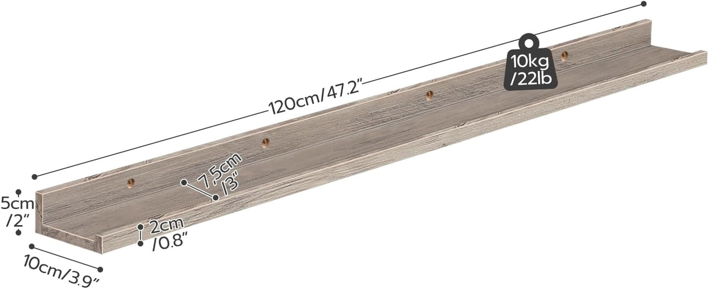 HOOBRO Floating Shelves, Wall Shelf Set of 3, 35.4 Inches Hanging Shelf with Raised Edge and Invisible Brackets, for Bathroom, Bedroom, Kitchen, Office, Living Room Decor, Rustic Brown BF90BJ01