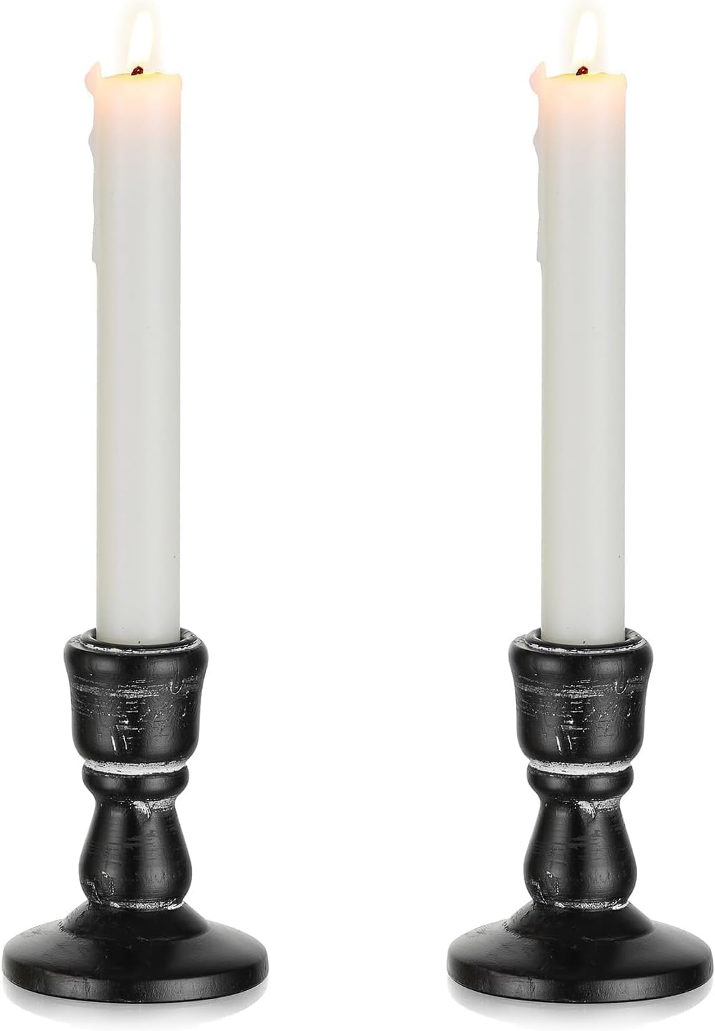 Wooden Taper Candle Holders: Wood Candlestick Holders Rustic Farmhouse Fall Decor for Living Room Dinning Table Centerpiece Christmas Set of 2