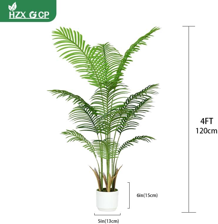 6FT Artificial Palm Tree Indoor with White Pot, Realistic Leaves, 15 Trunks Adjustable Branches, Tall Faux Fake Palm Plant, Ideal for Living Room Bedroom Office Home Interior Aesthetic Decor