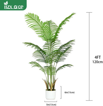 6FT Artificial Palm Tree Indoor with White Pot, Realistic Leaves, 15 Trunks Adjustable Branches, Tall Faux Fake Palm Plant, Ideal for Living Room Bedroom Office Home Interior Aesthetic Decor