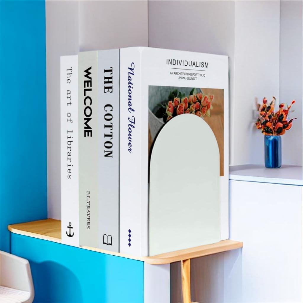 Lulonpon 16 Pieces Book Ends, Bookends, Books Stand, Metal Bookend for Shelves, Black Book Ends for School, Library, Desktop Organizer