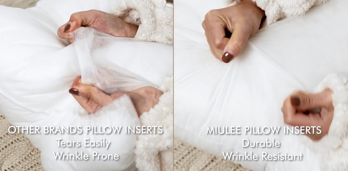 MIULEE 12x20 Pillow Inserts Set of 2, Rectangle Decorative Throw Pillow Premium Fluffy Lumbar Pillow Forms Stuffer for Living Room Sofa Couch Bed