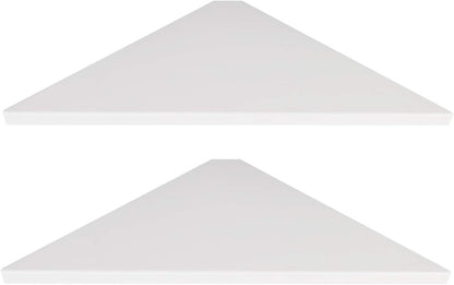 evron Corner Mounting Shelf Set of 2 – Easy to Install Floating Wall Shelves with Wood Grain Finish, Durable and Waterproof ABS Plastic for Kitchen, Bathroom, Living Room Home Décor