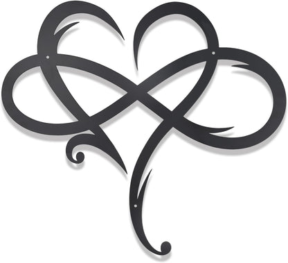 OYEFLY Infinity Heart Metal Wall Decor,Infinity Heart Wall Decor for Room Living,Wedding Decor (Black, style3 11.4 x 10.7in)