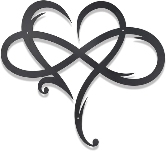 OYEFLY Infinity Heart Metal Wall Decor,Infinity Heart Wall Decor for Room Living,Wedding Decor (Black, style3 11.4 x 10.7in)