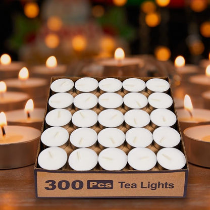 Tea Lights Candles Bulk - 200 Pack, 4.5+ Hours Fully Burns Tealight Candles Unscented Smokeless Bright Flame Tealights for Home, Sabbath, Weddings, Christmas & Halloween Decor, White