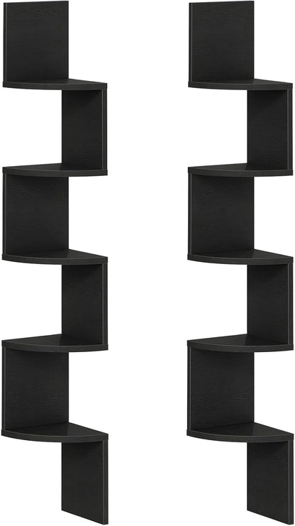 HOOBRO Corner Shelf Wall-Mounted, Set of 2 Floating Corner Shelves for Wall, 4-Tier Corner Bookshelves for Living Room, Bedroom, Bathroom, Home Office, Black BK25BJP201