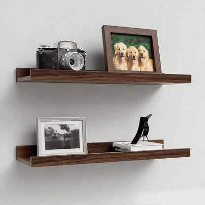 Boswillon Floating Shelves Wall Mounted Set of 2, Modern Black Wall Shelves for Storage with Lip, Display Picture Ledge Shelf for Wall Decor Bedroom Living Room Bathroom Kitchen