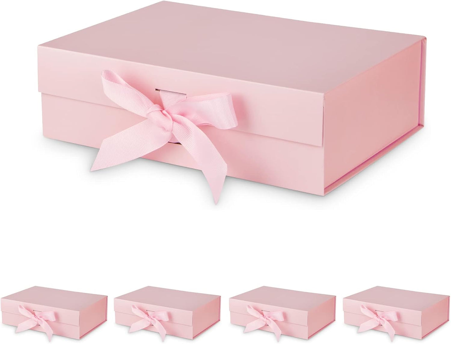 DaiJoob Gift Box with Lid for Presents 10.5x7.5x3.1 Inches with Ribbon and Magnetic Closure(1-Pack) (Black)