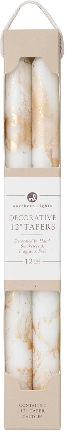 Premium Decorative Tapers - 12" 2PK - Terra Cotta w/Gold - 73301