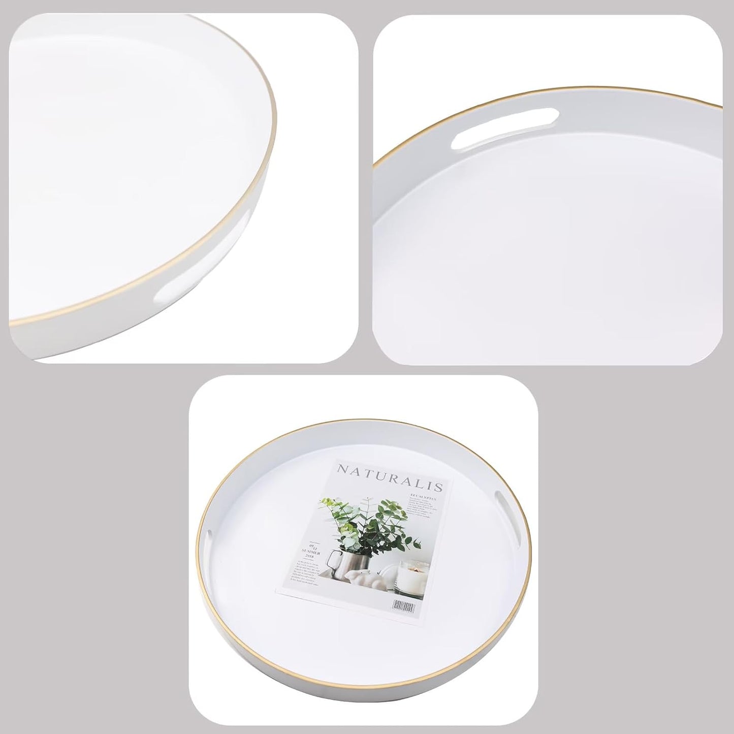 Green Decorative Tray with Handles, Versatile Serving Tray for Coffee Table, Ottoman, Ideal for Serving, Displaying, Organizing, 15.7"*10.2"*1.57"