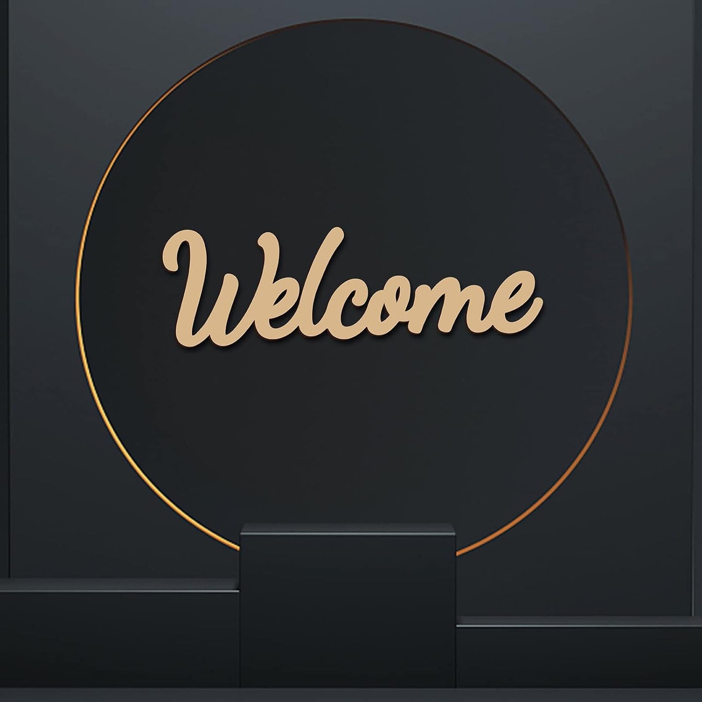 CREATCABIN Welcome Sign Welcome Wood Cutout Wooden Wall Decor Letters Laser Cut Art Unfinished Rustic Decorative DIY for Front Door Home Gallery Porch Coffee Bar Wreath Gift 11.8 x 2.4 Inch