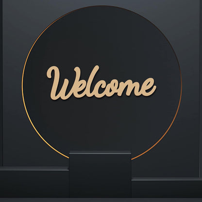 CREATCABIN Welcome Sign Welcome Wood Cutout Wooden Wall Decor Letters Laser Cut Art Unfinished Rustic Decorative DIY for Front Door Home Gallery Porch Coffee Bar Wreath Gift 11.8 x 2.4 Inch