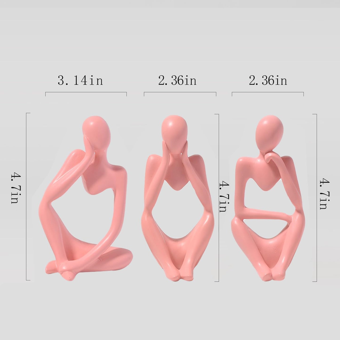 BrownLove 3pcs Decor White Thinker Statue Abstract Art Sculpture，Resin Collectible Figurines for Home Living Room Office Shelf Decoration