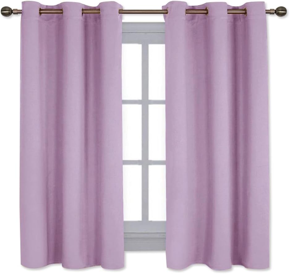 NICETOWN Halloween Pitch Black Solid Thermal Insulated Grommet Blackout Curtains/Drapes for Bedroom Window (2 Panels, 42 inches Wide by 63 inches Long, Black) - Colors B