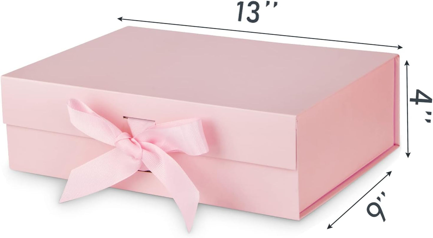 DaiJoob Gift Box with Lid for Presents 10.5x7.5x3.1 Inches with Ribbon and Magnetic Closure(1-Pack) (Black)