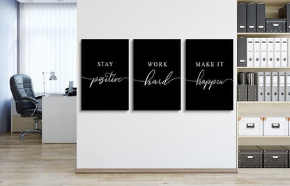 Inspirational Canvas Painting Wall Art -EPHANY ART,Mindset Quotes Prints, Success Framed Entrepreneur Poster Positive Quotes Wall Poster for Home Office Workplace (M-3pcs,12x16inchx3pcs)
