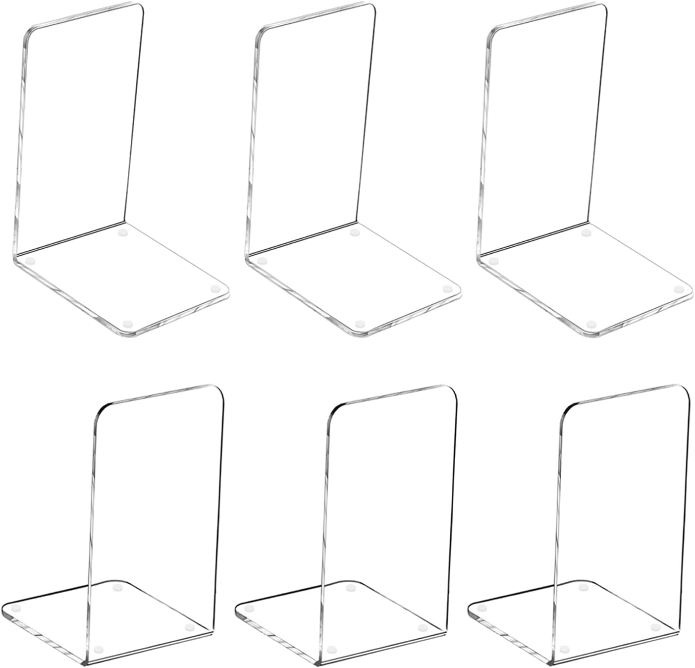 MerryNine Clear Book Ends 2pcs, Acrylic Bookends for Shelves, Non-Slip Bookend Decorative for Heavy Duty Book, Books Holder Stopper for Kids, Bookshelf Dividers Books Organizer for Office Home School