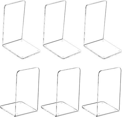 MerryNine Clear Book Ends 2pcs, Acrylic Bookends for Shelves, Non-Slip Bookend Decorative for Heavy Duty Book, Books Holder Stopper for Kids, Bookshelf Dividers Books Organizer for Office Home School