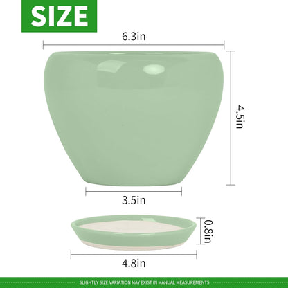 Deep Dream 6 Inch Plant Pots- Ceramic Planter Pot with Drainage Hole and Saucer, Round Flower Pot for Indoor Outdoor Succulent, Snake Plants and Cactus, Blue