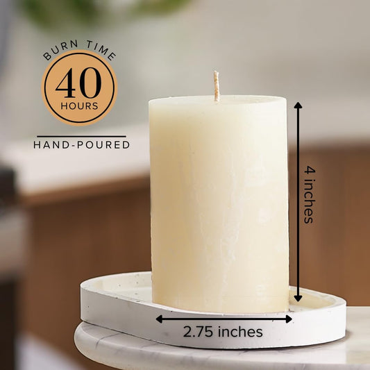 Simply Soson Warm Vanilla Scented Candle Set - 3x6 Ivory Pillar Candles for Home, Aromatherapy, Women, Fall