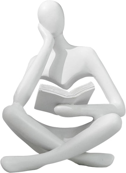 Jinkoozz Reading Women Statue, Thinker Sculptures, Abstract Art Ornament, Modern Aesthetic Figurine Decoration, Suitable for Home Living Room Bedroom Office Shelf Table Desk Bookshelf Decor