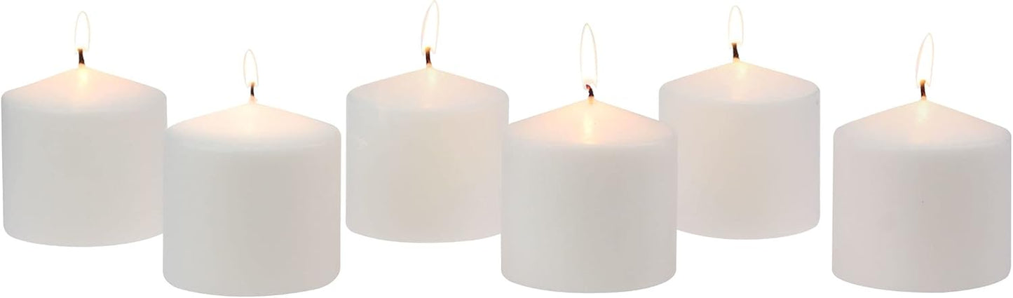 Stonebriar Unscented White Tall Pillar Candles, 65 Hour Burning Candle Pillars, Perfect for Decor, Weddings, Emergencies 3" X 6", 6 count