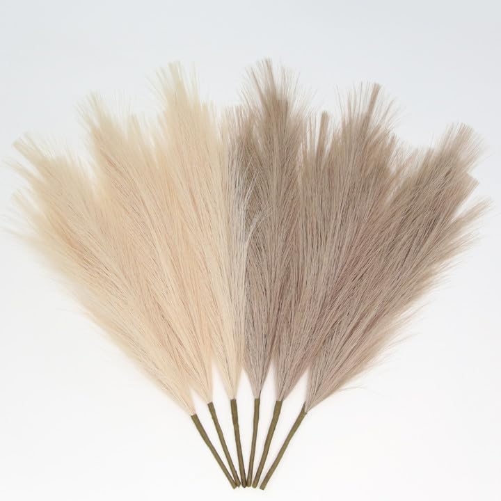 ZIFTY 7-Pcs 38"/3.1FT Faux Pampas Grass Large Tall Fluffy Artificial Fake Flower Bedroom Decor Boho Decor Bulrush Reed Grass for Vase Filler Farmhouse Home Wedding Decor (Beige Mixed)