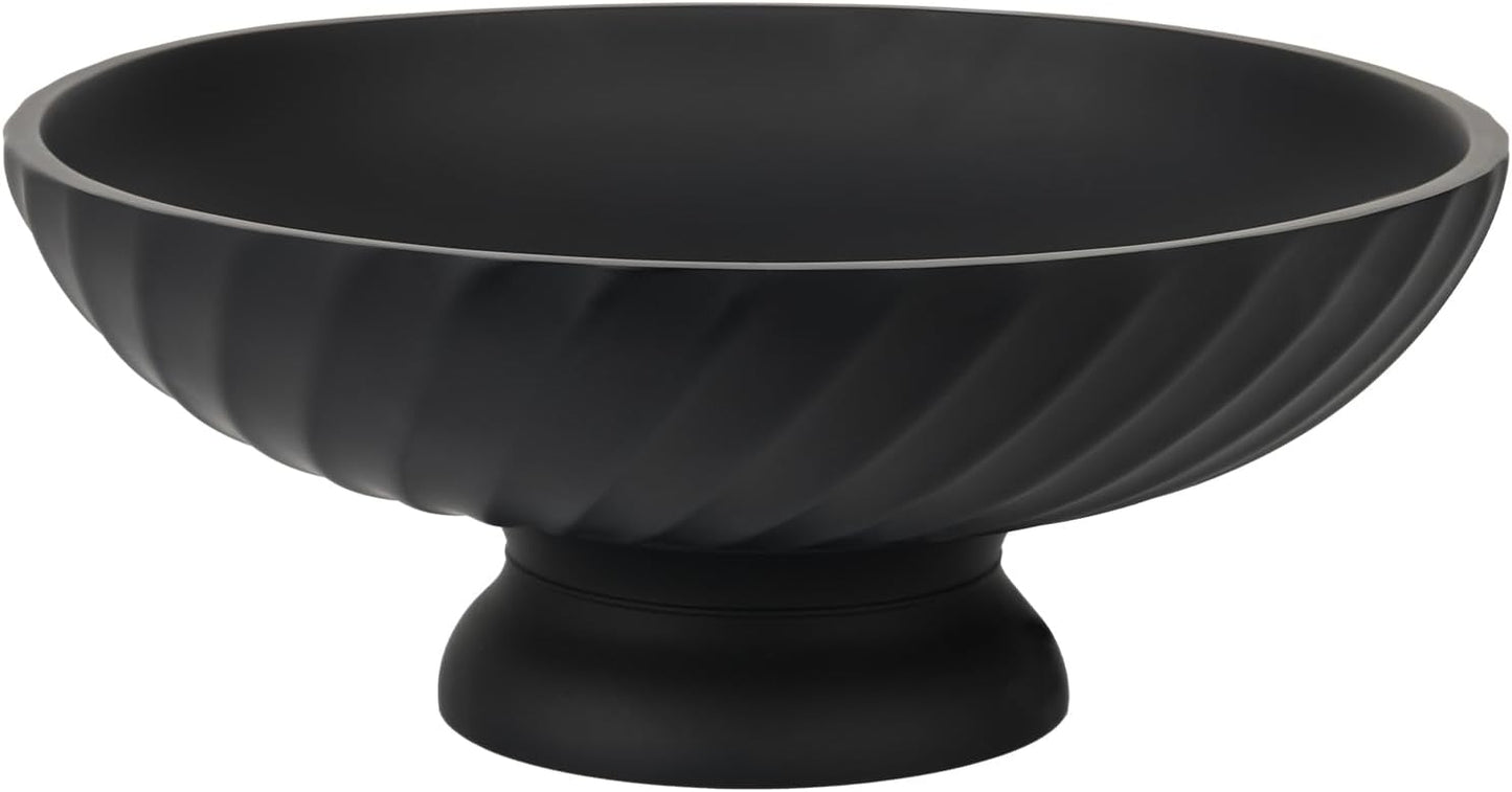 Deobath Large Resin Pedestal Decorative Bowl - Modern Handicraft Bowls for Home Decor - Fruit Bowl for Kitchen Counter - Key Bowl for Entryway Table,Artificial Stone Beige
