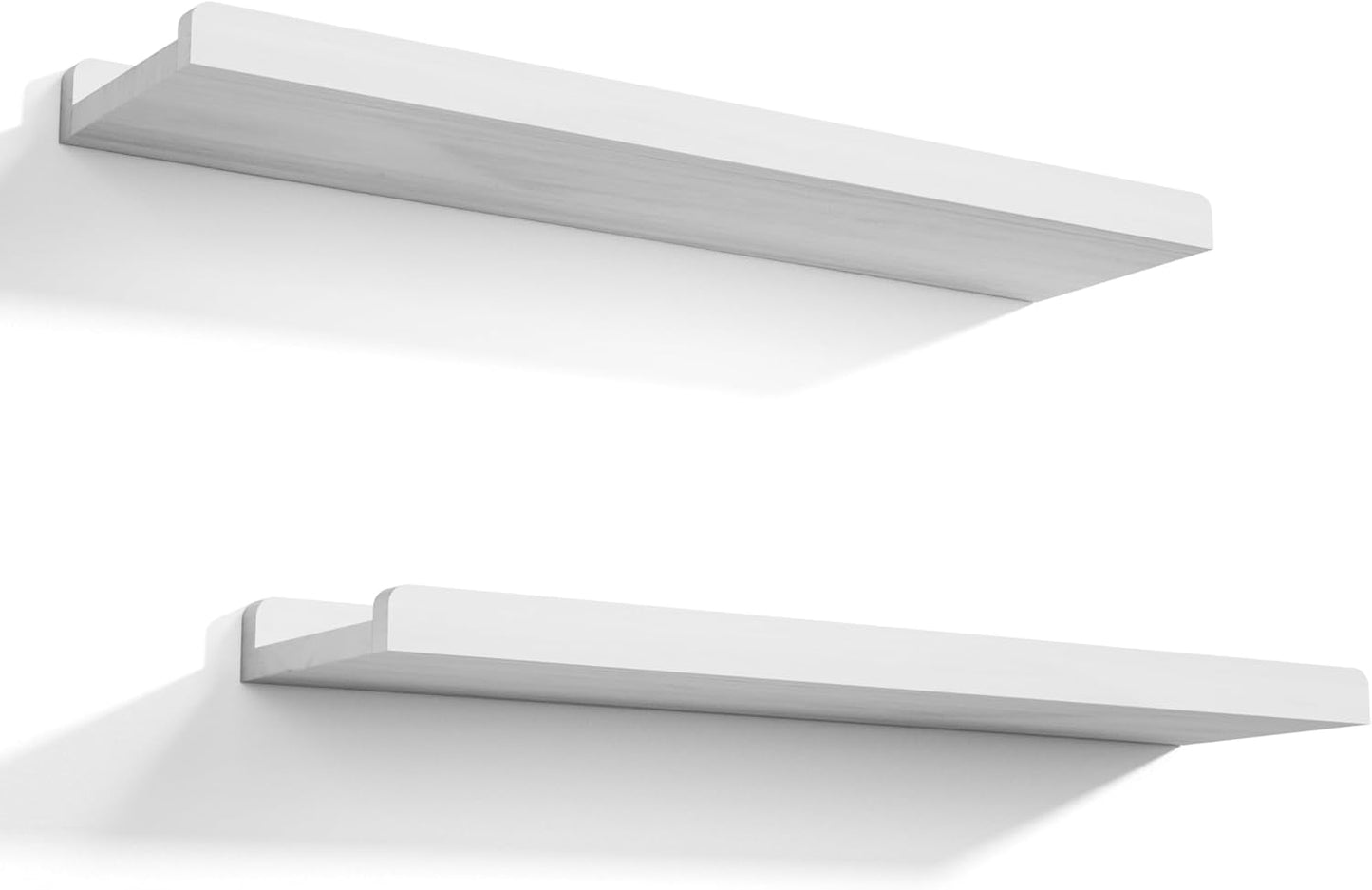 Love-KANKEI Floating Shelves Wall Mounted Set of 2, 17 Inch Rustic Wood Wall Shelves for Storage, Bedroom Living Room Bathroom Kitchen Office and More White
