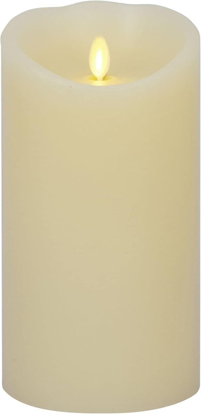 Luminara Scalloped Edge Flameless LED Candle - Ivory 3.5" x 8.75" - Real Wax Pillar Battery Operated Moving Flame w/Timer Unscented 1000Hr Runtime