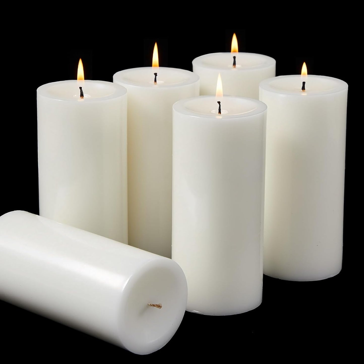 Ashlux 3x4 Inch White Pillar Candles, Set of 3 Wax, 56 Hours Long Burning, Unscented and Dripless Pillar Candles Bulk for Christmas Lights, Wedding, Parties, Spas, Home Decorative
