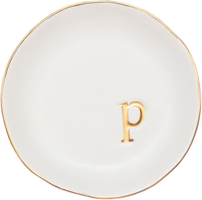 COLLECTIVE HOME - Ceramic Jewelry Tray, Decorative Trinket Dish for Rings Earrings Necklaces Bracelet Watch Keys, Birthday Mother's Day Christmas Gift for Women, 4.75", White Surface (M)