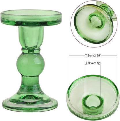6-Piece Set of Glass Candlestick, Crystal Candlestick Holder Holder and Conical Candle, Christmas Candle Holder Decoration, Family Living Room Wedding Candle Holder (Clear 2sets)