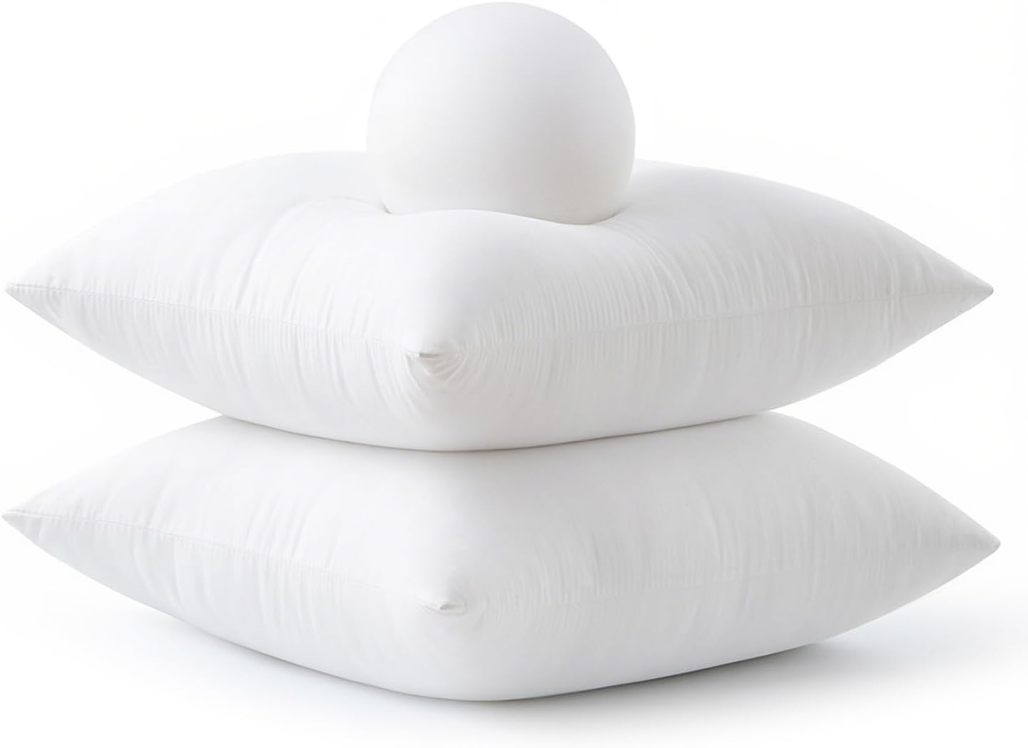 MIULEE Throw Pillows Inserts, Pack of 2 18x18 Inch 100% Virgin Fiber Filling Bed Couch Pillows