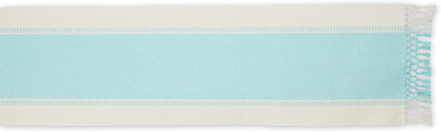 DII Dobby Stripe Woven Table Runner, 13x72-inch, French Blue