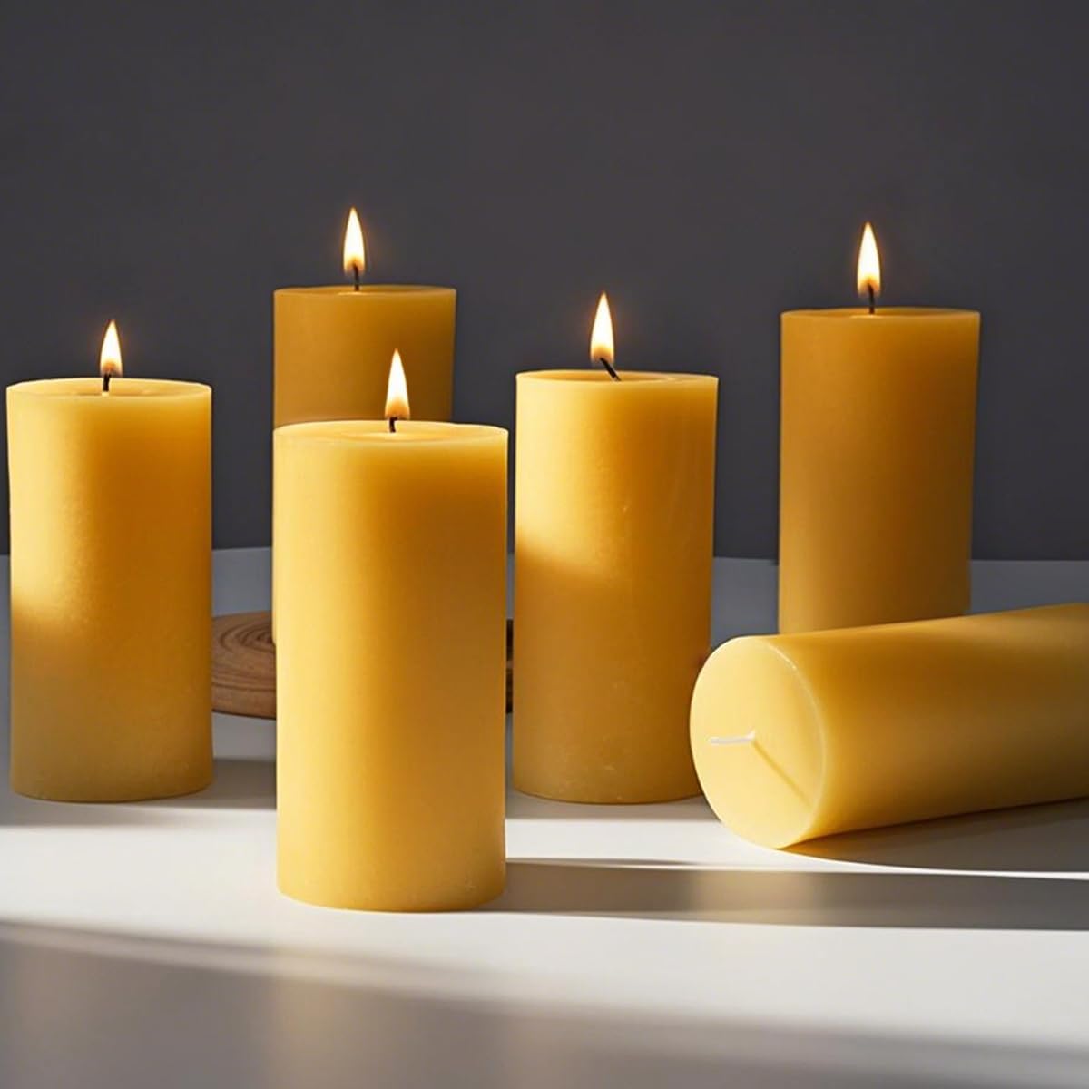 Natural Beeswax Candles 4 Packs, Beeswax Pillar Candles with 140 Hours Burn Time, Organic Emergency Candle Long Burning for Home Room, Smokeless & Dripless, 2x4 inch