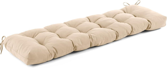 IASEAHK Outdoor Bench Cushion 48x18x5 Inch, Waterproof & Fade-Resistant Patio Furniture Cushions, Tufted Memory Foam Indoor/Outdoor Cushions for Couch Swing with Non-Slip Backing & Straps, Dark Grey