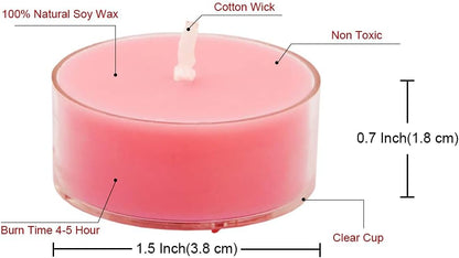 DEYBBY Natural Scented Soy Wax Tealight Candles Bulk, Romantic Rose Aromatherapy Luxury Tea Candle Set of 12-4 Hour Burn Time|Great for Valentine's Day, Birthday