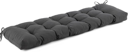 IASEAHK Outdoor Bench Cushion 48x18x5 Inch, Waterproof & Fade-Resistant Patio Furniture Cushions, Tufted Memory Foam Indoor/Outdoor Cushions for Couch Swing with Non-Slip Backing & Straps, Dark Grey