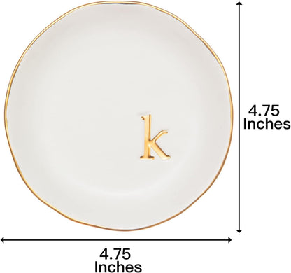 COLLECTIVE HOME - Ceramic Jewelry Tray, Decorative Trinket Dish for Rings Earrings Necklaces Bracelet Watch Keys, Birthday Mother's Day Christmas Gift for Women, 4.75", White Surface (M)