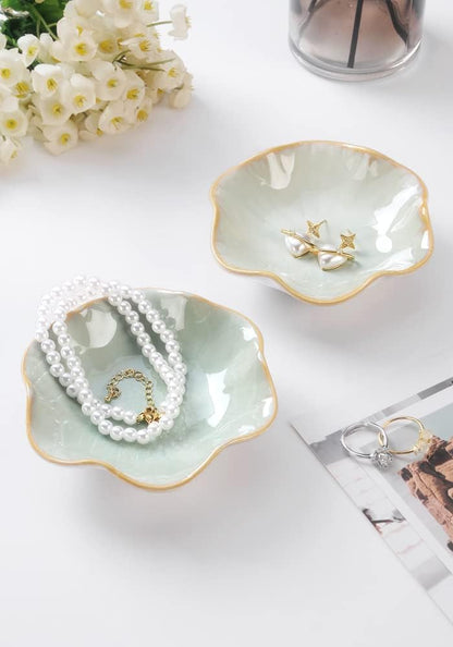 JAMEND CLXP Lotus Leaf Shape Decorative Ring Tray, Small Key Bowl, Ceramic Trinket Tray Jewelry Dish Organizing Necklace Earrings, Home Decoration for Mom Best Friend Sister, Pink.