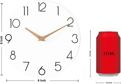 cicininc Wall Clock, Gray Silent Non-Ticking, Decorative Battery Operated Wall Clocks for Bedroom, Kitchen, Home, Office, School, Hotel (8 Inch)