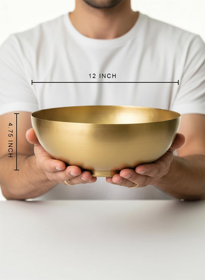 Serene Spaces Living Lightweight Antique Brass Decorative Bowl - Elegant Potpourri Catchall for Diwali Home Décor, Entryway and Dining Table, 2.75" Tall & 8" Diameter