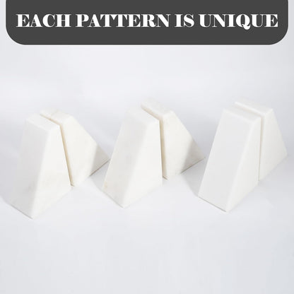 Karibiber Travertine Bookends for Heavy Books, Marble Decorative Bookends for Shelves, Heavy-Duty Stone Book Ends for Hardback Book & Cookbooks, Unique Book Stopper & Holder, Travertino Italy