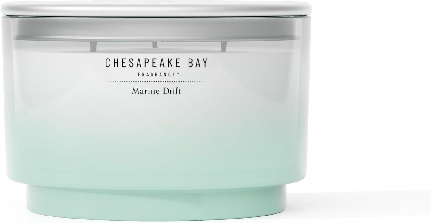 Chesapeake Bay, 11oz Marine Drift Scented Candle, Mood Evoking Fragrance, Textured Sea Glass-Inspired Jar, Premium Soy Blend Wax with Essential Oils, Coastal Fragrance for Home Décor or Gifting