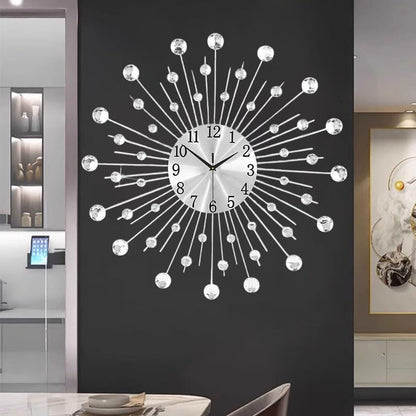 SIN&MI Large Wall Clocks, Silent Sunflower Shape Chic Decorative Wall Clock, Modern Non-Ticking Round Clock Dial Iron Metal Wall Clock for Living Room Decor Entrance Office Cafe 20 Inch