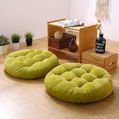 Meditation Floor Pillow Set of 2 Large Round Floor Cushions for Adults Tufted Corduroy Floor Seat Pillows Cushion for Living Room,Wine Red 16.5" Lx16.5 Wx3 H