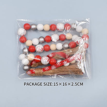 Farmhouse Plaid Wood Bead Garland with Tassel 40inch Hanging Decor Home Decorative Home Sign for Farmhouse Tiered Tray Wreath