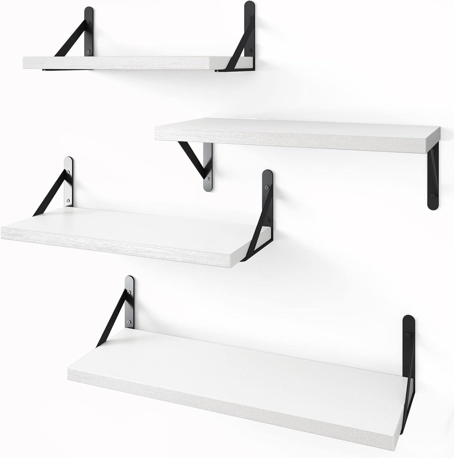 YGEOMER Floating Shelves for Wall, Different Sizes Dark Carbonized Brown Wall Shelves for Living Room, Bathroom, Bedroom, Kitchen, Home Decor (Set of 4)